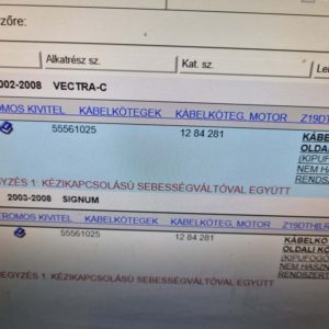 Opel Vectra C, Signum motor kábelköteg