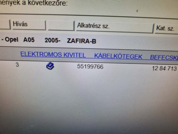 Opel Zafira B üzemanyag kábelköteg