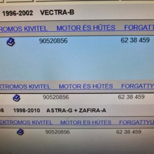 Opel Vectra B, Astra F classic, Corsa C, Tigra A, Astra F, Omega A, Senator B, Astra G, Zafira A főtengely fordulatszám érzékelő